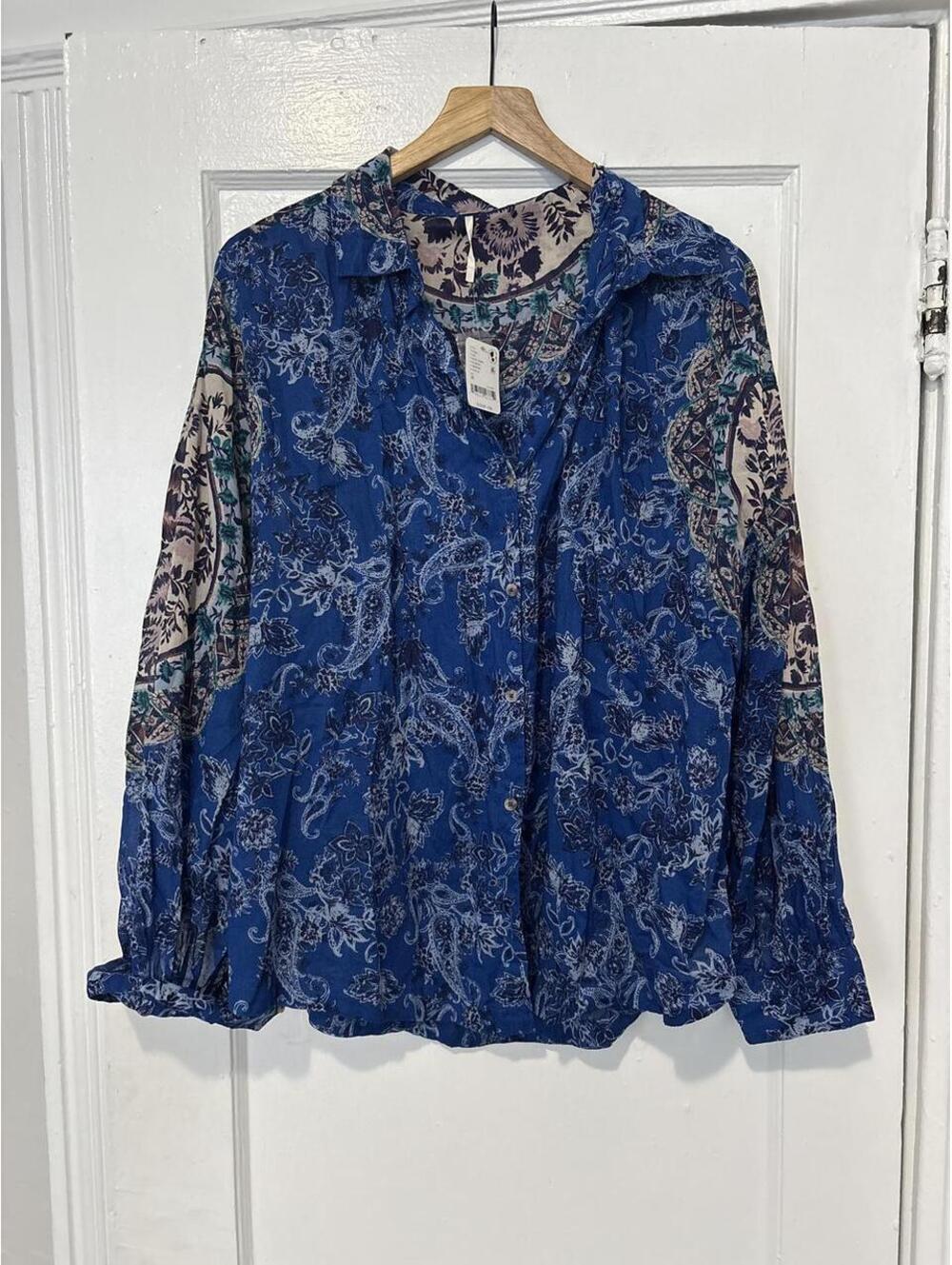 Free People Women's Blue and Multi Blous